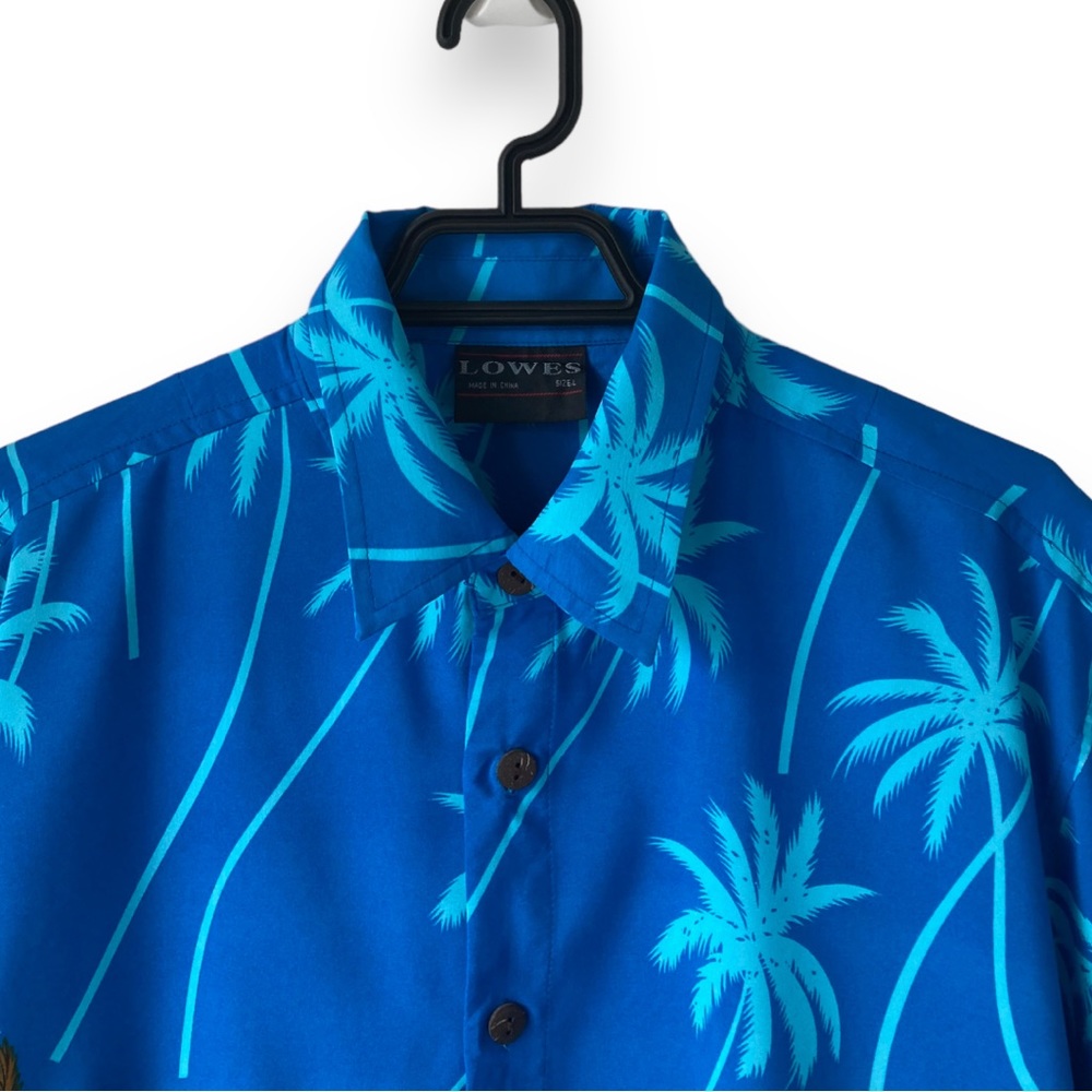 Lowes Blue Parrot Patterned Hawaiian Aloha Button Shirt - Picture 6 of 15